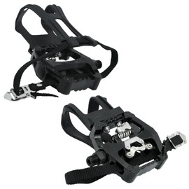 Hyacinthy 1 Pair SPD Pedals, Bike Pedals with Cage and Straps, Bicycle Pedals, Pedal Cages, Integrated Toe Clips Cages Straps, Mountain Bike Pedals for Outdoor Cycling Indoor Bike 9/16 Inch