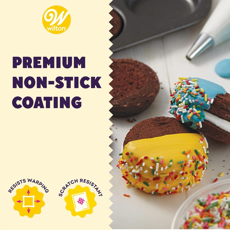 Wilton Gold Non-Stick Muffin Top Pan, Stainless Steel Bakeware, Made