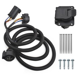 4SPACE 7-Foot 7-Pin Truck Bed Trailer Wiring Plug Harness Extension for Fifth-Wheel and gooseneck Trailers Compatible with Chevy/Dodge/Ford/GMC/Nissan/Toyota/Ram for gooseneck Trailers 56070