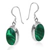 AeraVida Simplistic Elegant Oval Green Malachite .925 Sterling Silver Dangle