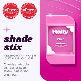 Hally Hair Temporary Hair Color, Shade Stix (Pink) - 12 ml Washable Hair Chalk for Kids, Teens & Adults - One Day Pop of Color for Festivals, Sporting Events & Parties, All Hair Types
