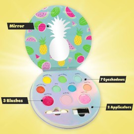 The Sweet Life Glisten & Glitter Makeup Palette 10 Color Eyeshadow Palette & Blush Makeup Novelty Beauty Set, Fold Out Compact with Mirror,Washable, Non-Toxic