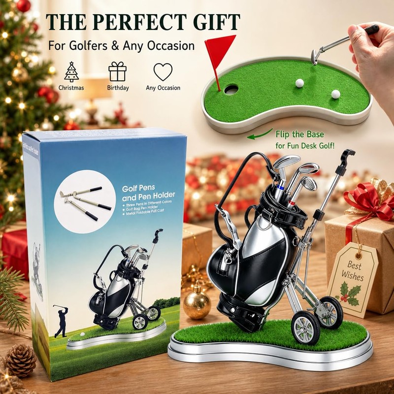 SANTA CASA Golf Pen Holder with 3 Pens, Mini Golf