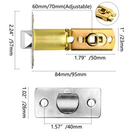 BGTXINGI 2Pcs Tubular Mortice Latch Internal Door Lock Door Latch Adjustable Latch Accessories for Lever Door Handles(60/70mm)