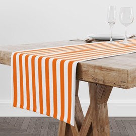 Orange and White Striped Table Runner Vertical Stripe Modern Farmhouse Chic Style Kitchen Dinner Runner for Indoor Home Living Room Party Dining Table Decoration 13"x120"