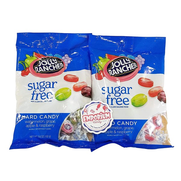 Sugar Free Jolly Ranchers - Two Pack of 3.6 ounce bag with Refrigerator Magnet