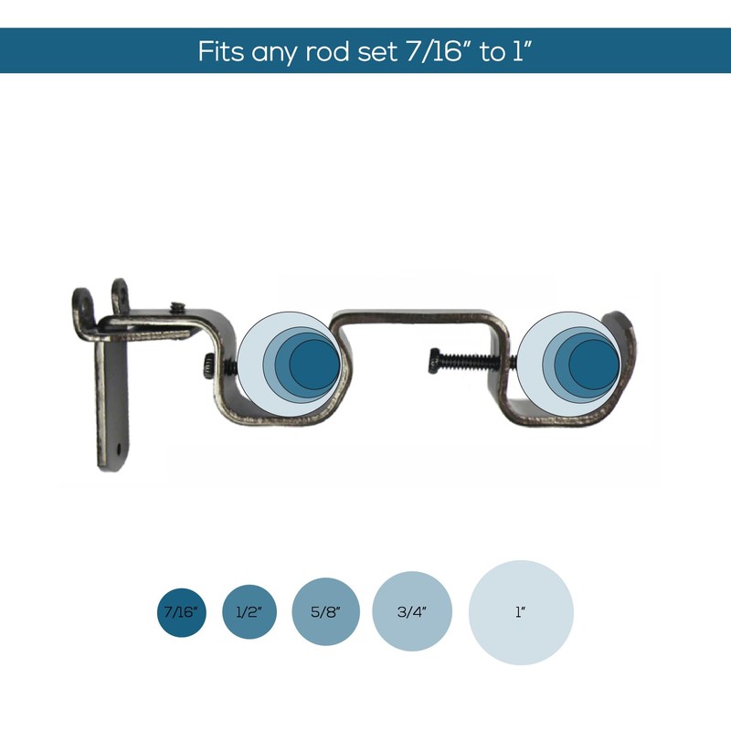 SatoriHome Double Rod Curtain Brackets, Set of 3 – Bronze