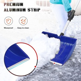 Zunate Detachable Snow Shovel - 47.2in Portable Travel Snow Removal with D Grip Handle, Aluminum Heavy Duty Snow Shovel for Driveway Home Garage (Blue)