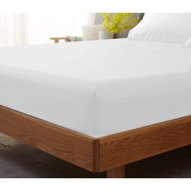 400 Thread Count 100 Percent Cotton Fitted Sheet Twin-XL 15 Inch Deep Pocket Long Staple Cotton 1 Fitted Sheet Only White Solid Soft Breathable Sateen Weave Elastic All Around The Mattress