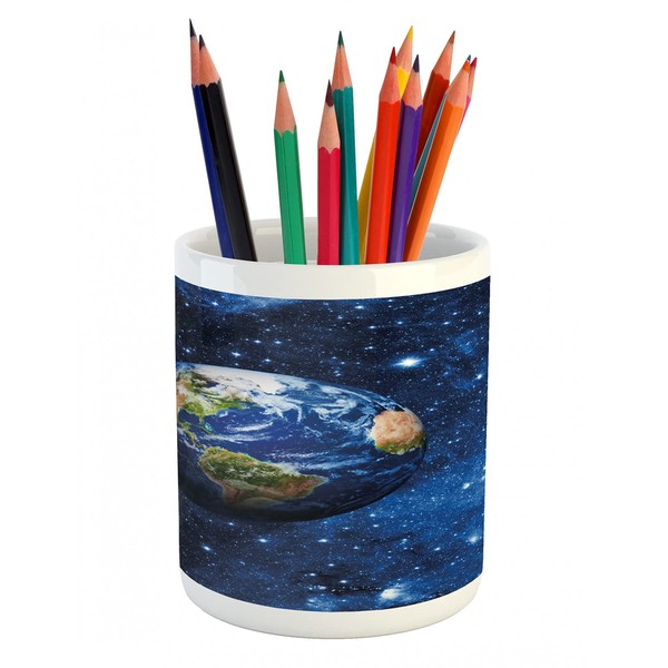 Ambesonne Space Pencil Pen Holder, Outer View of Planet Earth