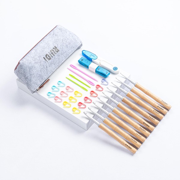 RUIDI Crochet Hooks Set for Beginners Adults, 9 Sizes 2.5mm-6.5mm