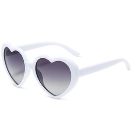 LOJUDI Love Heart Shaped Sunglasses - Polarised Heart Glasses Womens Mens Red Pink White Festival Sunglasses-White heart