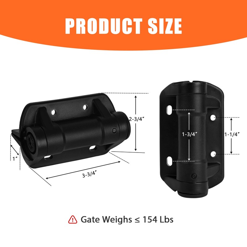 KOVOSCH Self-Closing Gate Hinges, Tension Adjustable Heavy Duty Gate Hinges