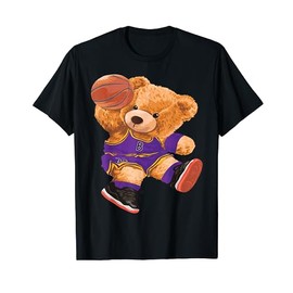 Funny Teddy Bear Basketball Slam Dunk Sport Cute Cartoon T-Shirt