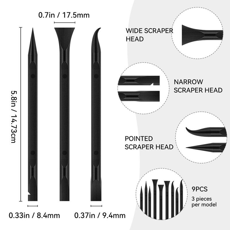 9 Pieces Plastic Scraper Tool for Tight Spaces, Non-Scratch Kitchen