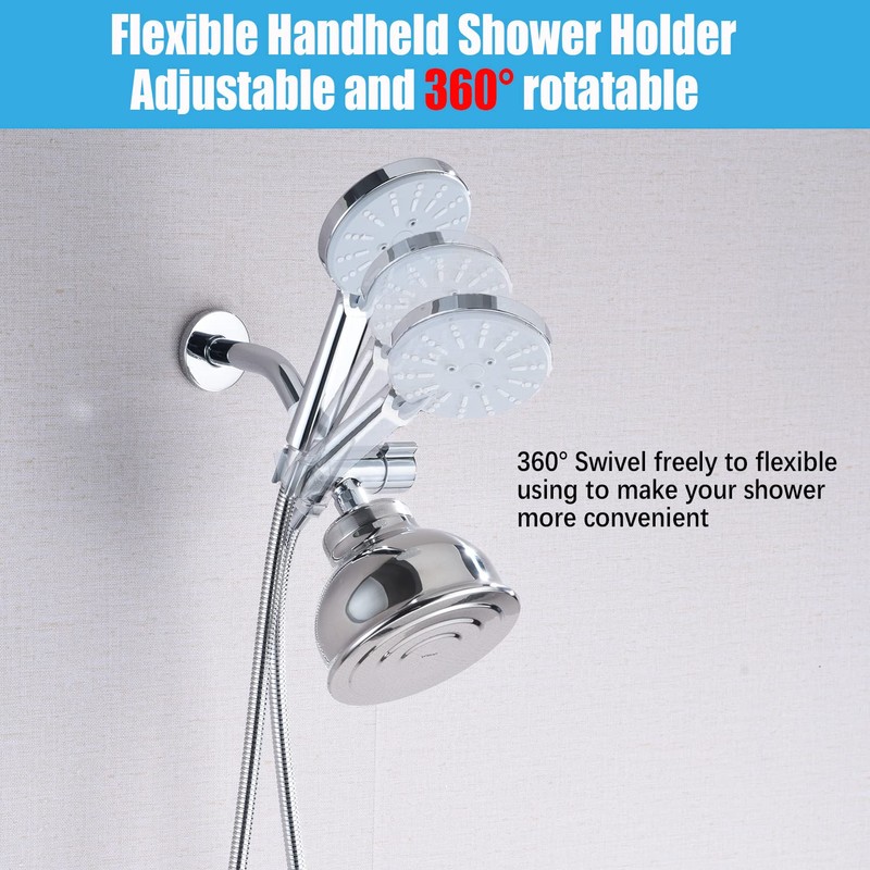 Metal Shower Diverter Valve with Hand Shower Holder, Full Flow