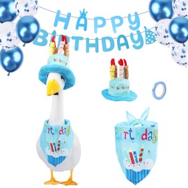 kedaijin 4 Pcs Happy Birthday Goose Outfit Goose Clothes for 23'' 17'' High Cement Goose Lawn Goose Clothing Porch Goose Clothes Lawn Goose Outfit Garden Goose Costume