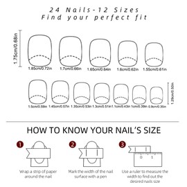 Christmas Press on Nails French Tip Fake Nails Red Glitter False Nails with White Stripes Xmas Design Full Cover Artificial Acrylic Nails Press Ones Short Square Glue on Nails for Women Decor 24 Pcs