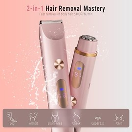 Recortadora de bikini 2 en 1 para mujer, afeitadora de bikini con doble cabeza, depilación corporal y facial, maquinilla de afeitar eléctrica recargab