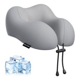 urnexttour Travel Pillow for Airplane Memory Foam Neck Pillow, Soft & Support Travel Pillow with Storage Bag for Travelling, Sleeping Rest, Car, Train and Home Use (Grey)