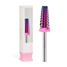 Cnynail 5 in 1 Nail Drill Bit, Tungsten Carbide Multi-Function Bit for Acrylic Nails, Hard Gels, Cuticles Removal, 3/32" Shank, Two-Way Rotation for Left & Right-Handed Use (3XC Grit, Purple)