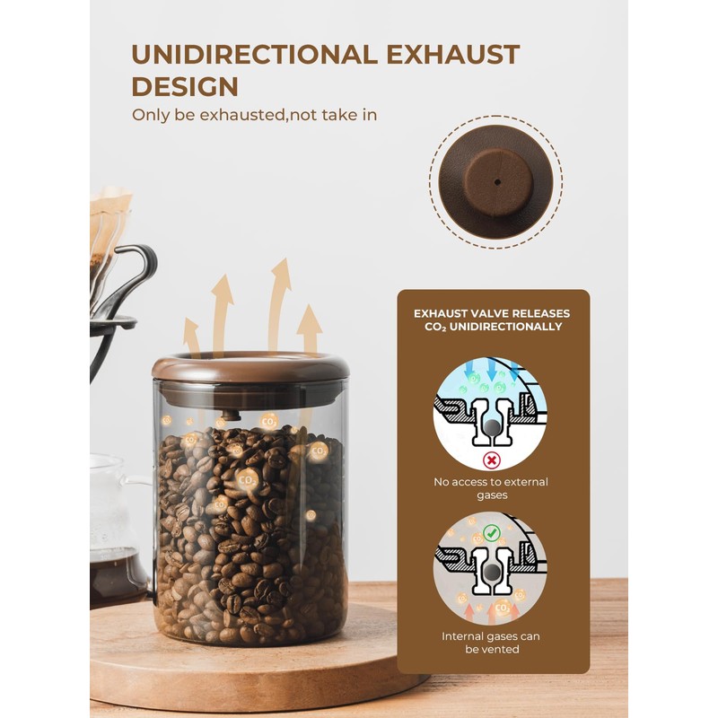 Tourdeus Airtight Coffee Bean Storage Canister – 7 oz Borosilicate
