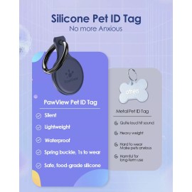 PawView Smart tag NFC & QR Code for Dogs & Cats - Navy Blue
