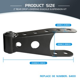 2-3" Suspension Rear Drop Lowering Shackles: Replacement for Chevy Silverado GMC Sierra 1500 C1500 K1500 - Leaf Spring Drop Shackle Kit for Dodge Ram Ford F150 Ranger Replace# 6400 410520