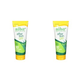Alba Botanica Aloe Vera Gel for Skin, Cooling After Sun Treatment for Face and Body, Made with Purity Certified 80% Aloe Vera Gel Formula, 8 fl. oz. Tube (Pack of 2)