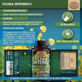 Flora Intenso® Probiotics Complex 100 Billion CFU/g Laboratory Tested 23 Bacteria Strains Without Inulin Intestinal Bacteria Gastric Juice Resistant with Lactobacillus + Bifidobacteria