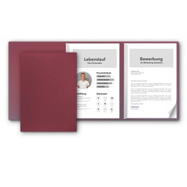 Pack of 10 3-Part Application Folders Red Berry Red Favourit with 2 Spine Bars Very Sturdy 350 g/m² Natural Cardboard with Impressive Relief Embossing STRATAG