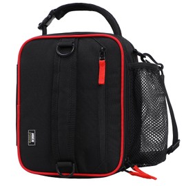 MIER Expandable Lunch Bag Insulated Lunch Box for Men Boys Teens to Work School Travel, Multiple Pockets Portable Lunchbox Bags with Shoulder Strap (Black/Red)