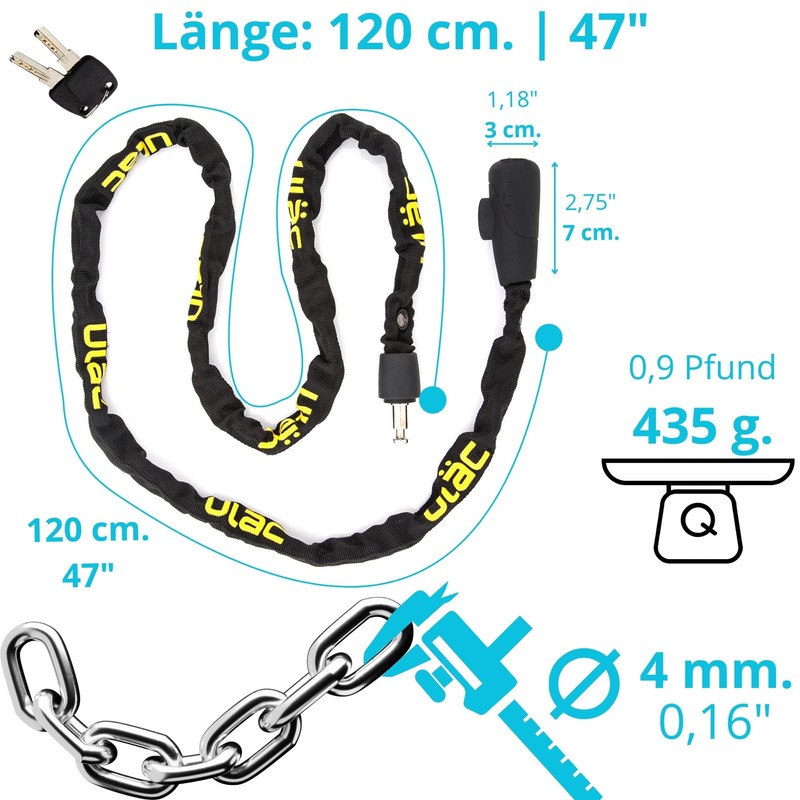 Python Supreme Padlock | Chain 4 mm Anti-Theft Device 120