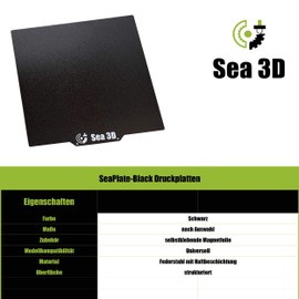Sea 3D SeaPlate-Black 3D Printing Plate 250 x 250 mm 2-Sided Fine Textured