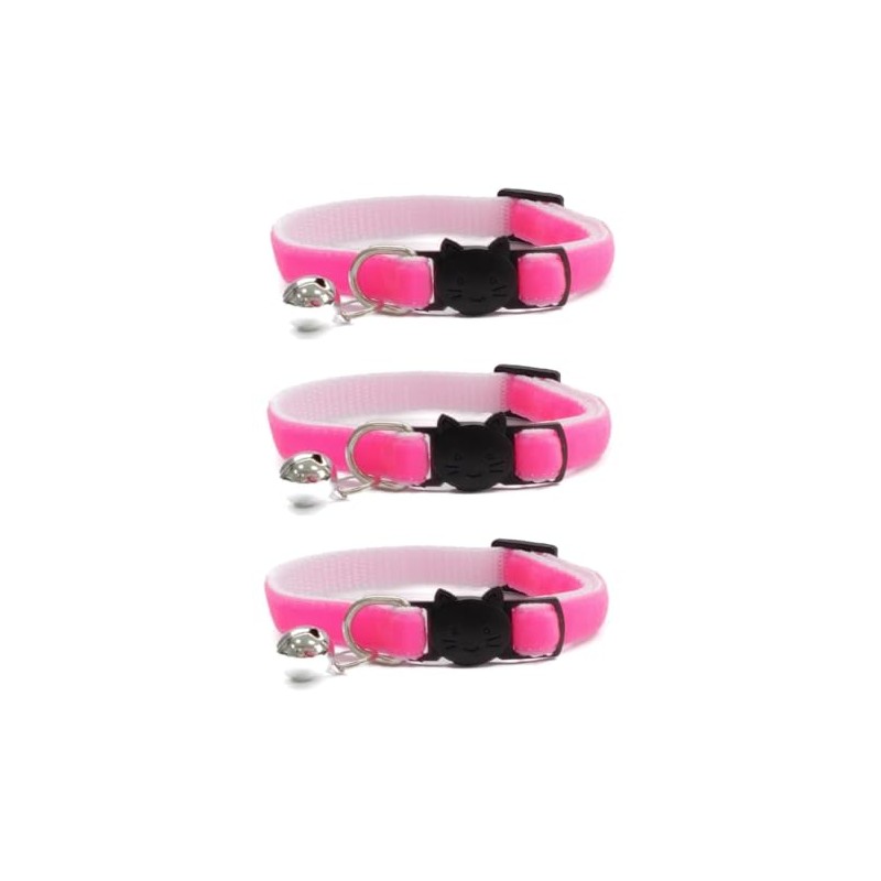 Velvet Cat Collars with Bell. Safe Breakaway Quick Release Buckle.