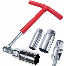 iSeventy9 4pcs Red/Black Spark Plug Socket Wrench Set, T-Handle Spark Plug Socket Removal Wrench Tool 16mm, 18mm & 21mm