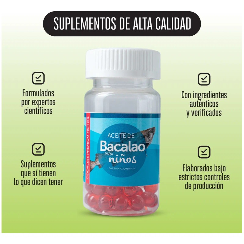 Aceite De Bacalao Para Nios - 30 Cpsulas Sin Sabor