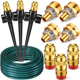 Landical Above Ground Irrigation Garden Sprinkler System 3 Pack Lawn Sprinkler and 32.8 ft Garden Hose Drip Irrigation System Garden Watering System DIY Plant Watering Set for Yard (Black)