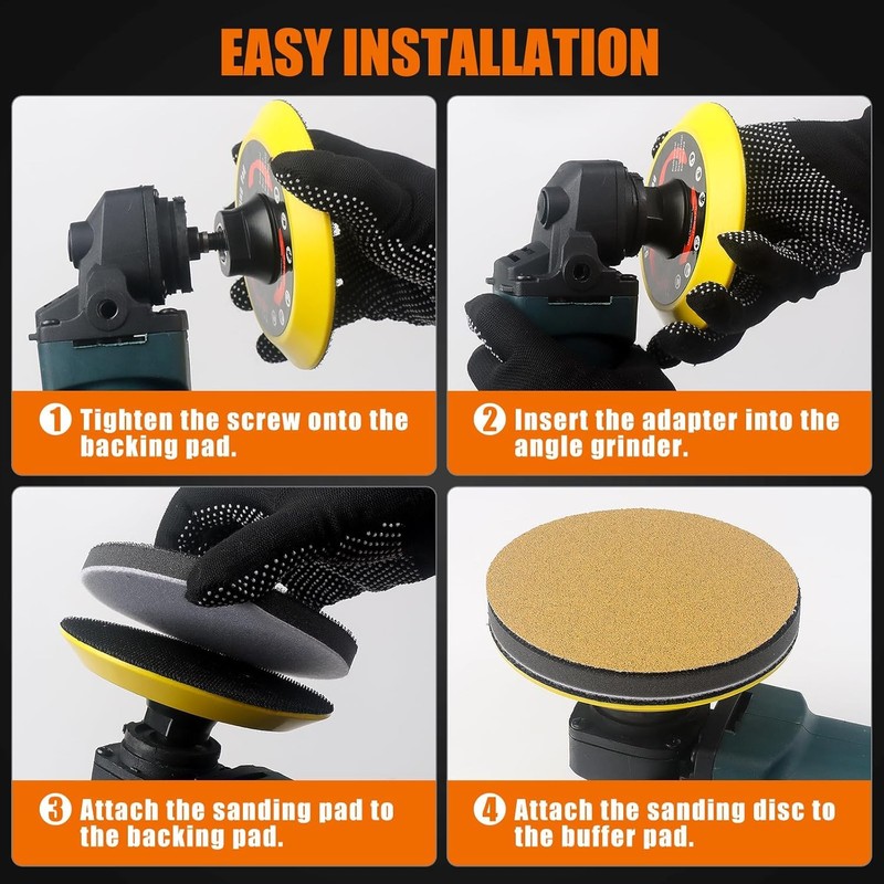 4 PCS 5 Inch Hook and Loop Backing Pad, Angle