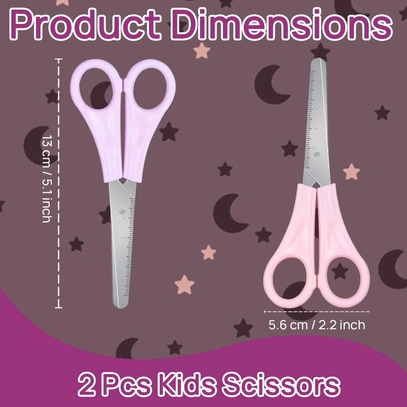 YIKTUNQ Kids Scissors with cm Scale, 2 Pcs 13 cm