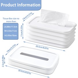 Realand Silicone Foldable Tissue Box Cover- Cute Tissue Box Holder Rectangle, Long Decorative Rectangular Tissue Dispenser for Bathroom Car, White