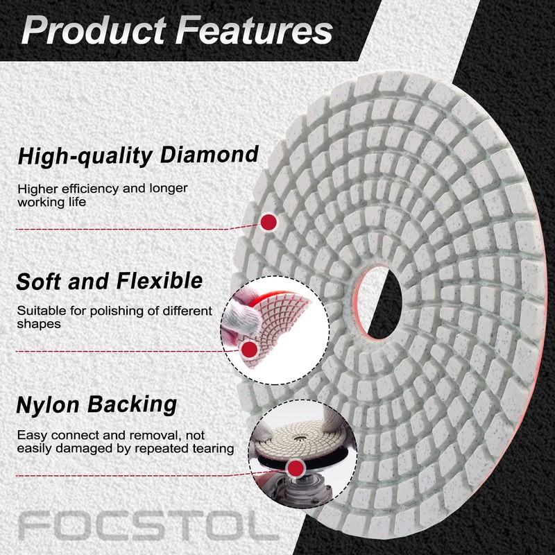 FOCSTOL Diamond Wet Polishing Discs - Pack of 6 100