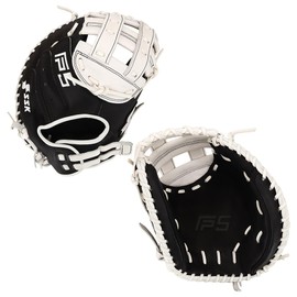 SSK FP5 Fastpitch Softball Catcher’s Mitt 33” – 34” Right & Left Hand Throw Premium Full Leather Softball Glove (Black/White, 34" - Right Hand Throw)
