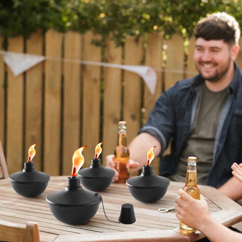 SNOGSWOG 4 Pack Metal Table Top Torches, 22oz Citronella Torches