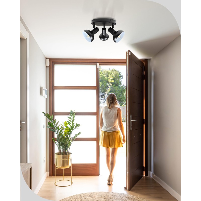 LTBLIGHT Black Track Lighting, 3-Head Adjustable Complete Track Lighting Kits,Metal