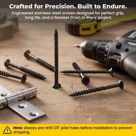 Finsbury Hardware 28003 Stainless Steel Wood Screws Self Tapping Screws Durable for Residential Door Hinges #12 x 3 Inch, 25 Pack (Black)