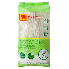 Asian Best Premium Rice Stick Noodle, Non GMO, Gluten Free, Small Size, 2mm,16 oz (3 Pack)