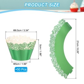 PATIKIL Cupcake Wrappers Paper, 50 Pack Baking Cups Standard Rose Decoration for Anniversary Birthday Weddings and Parties, Reflective Green