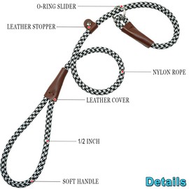 YUCFOREN 3FT Slip Lead Dog Training Leash, No Pull Dog Leash for Medium Large Dogs, 1/2 Inch Durability Nylon Rope Slip Leash