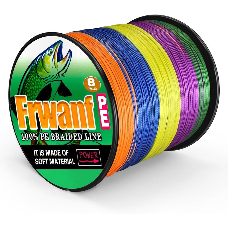 Frwanf 8-Strand PE Fishing Line for Freshwater/Saltwater/Rock/Boat Fishing, 1,640.4 ft